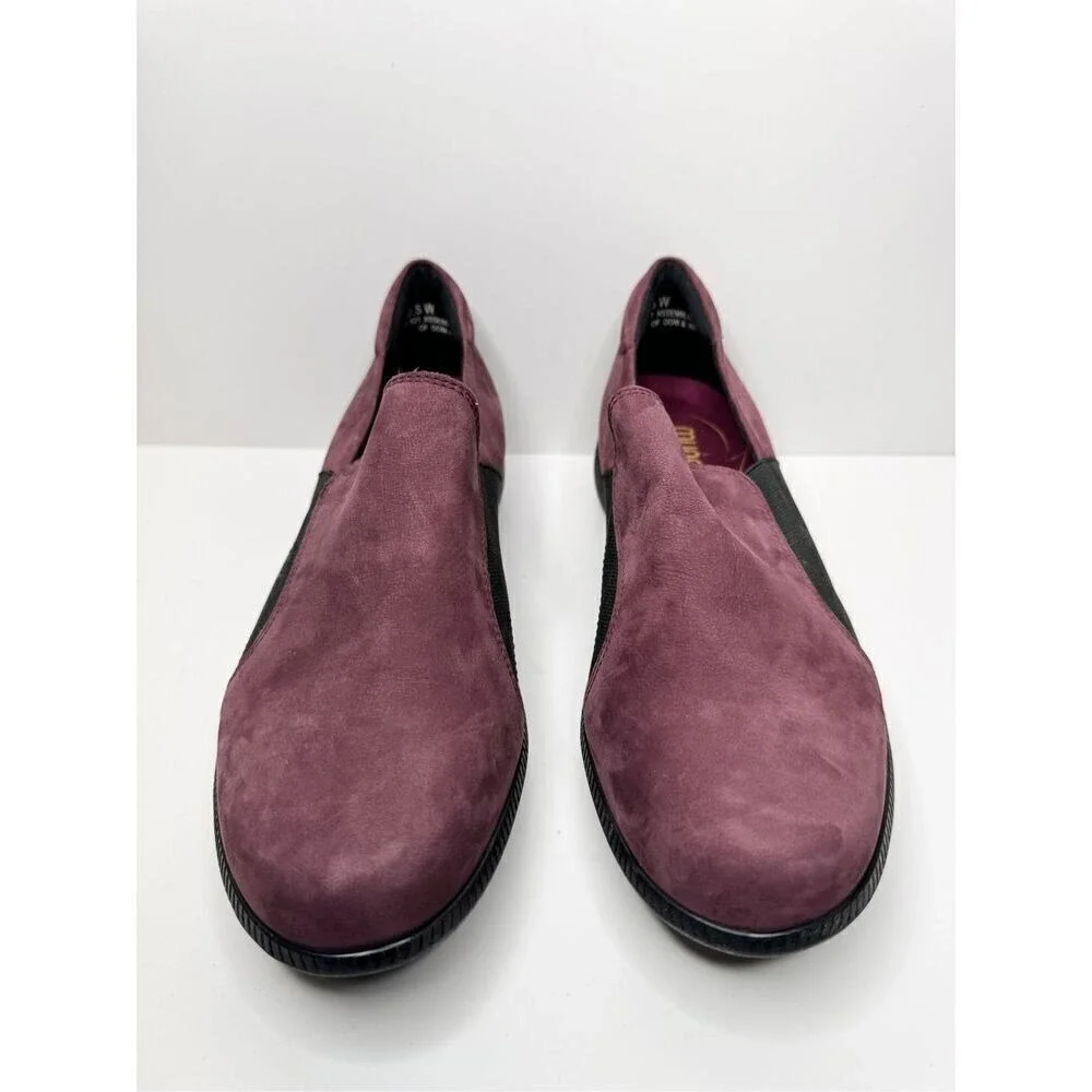 Munro American Gabbie Plum Purple Leather Suede Slip On Loafers Size 10.5 Wide